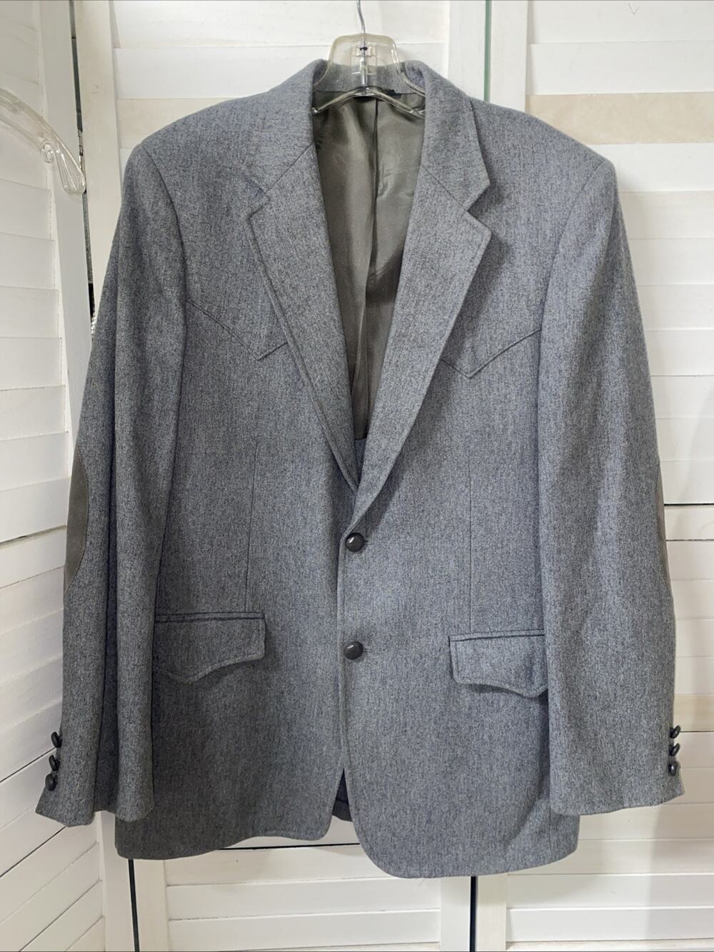 Grand Entry Western Wear Blazer Mens 42R Wool Gray Suit Jacket Sport Coat USA